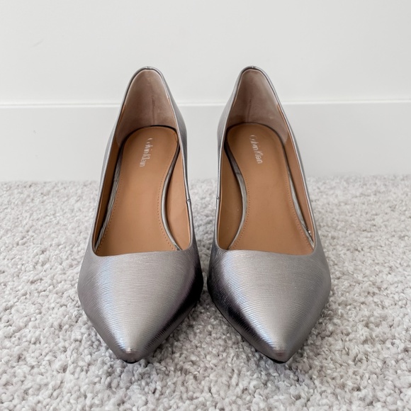 Calvin Klein Silver Heels - Picture 1 of 7